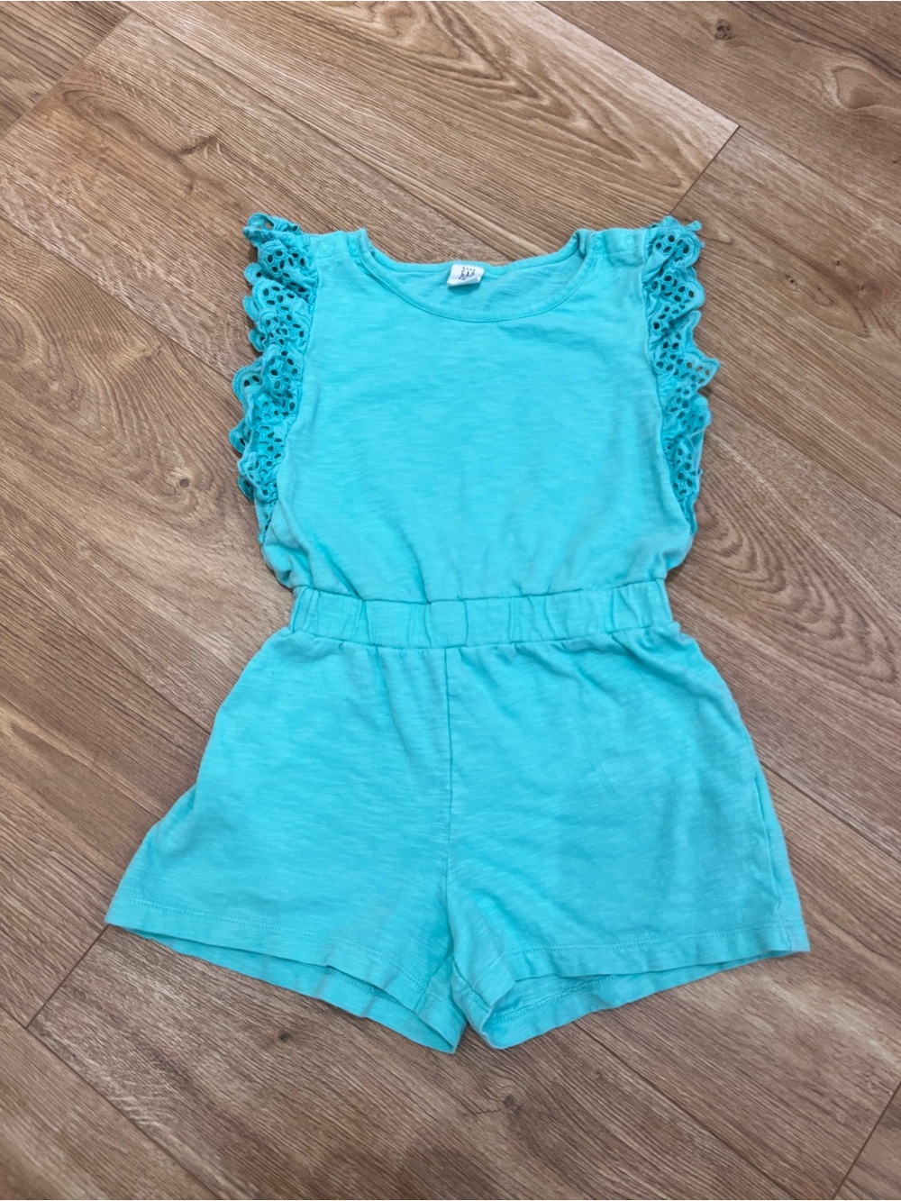 Baby Gap Knit Ruffle Romper in Aqua Tide Toddler Girls Size 5T